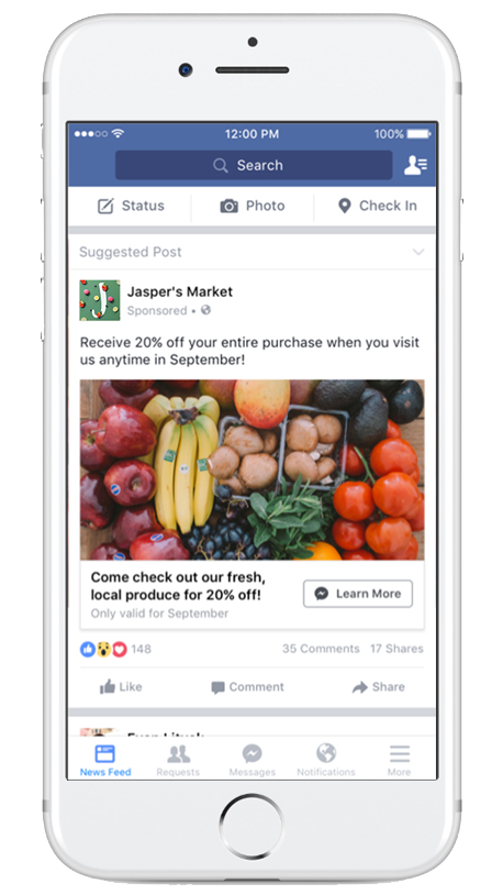 retargeted facebook ad on mobile