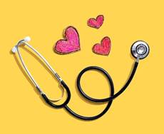 stethoscope decorated with hearts to show appreciate for health workers