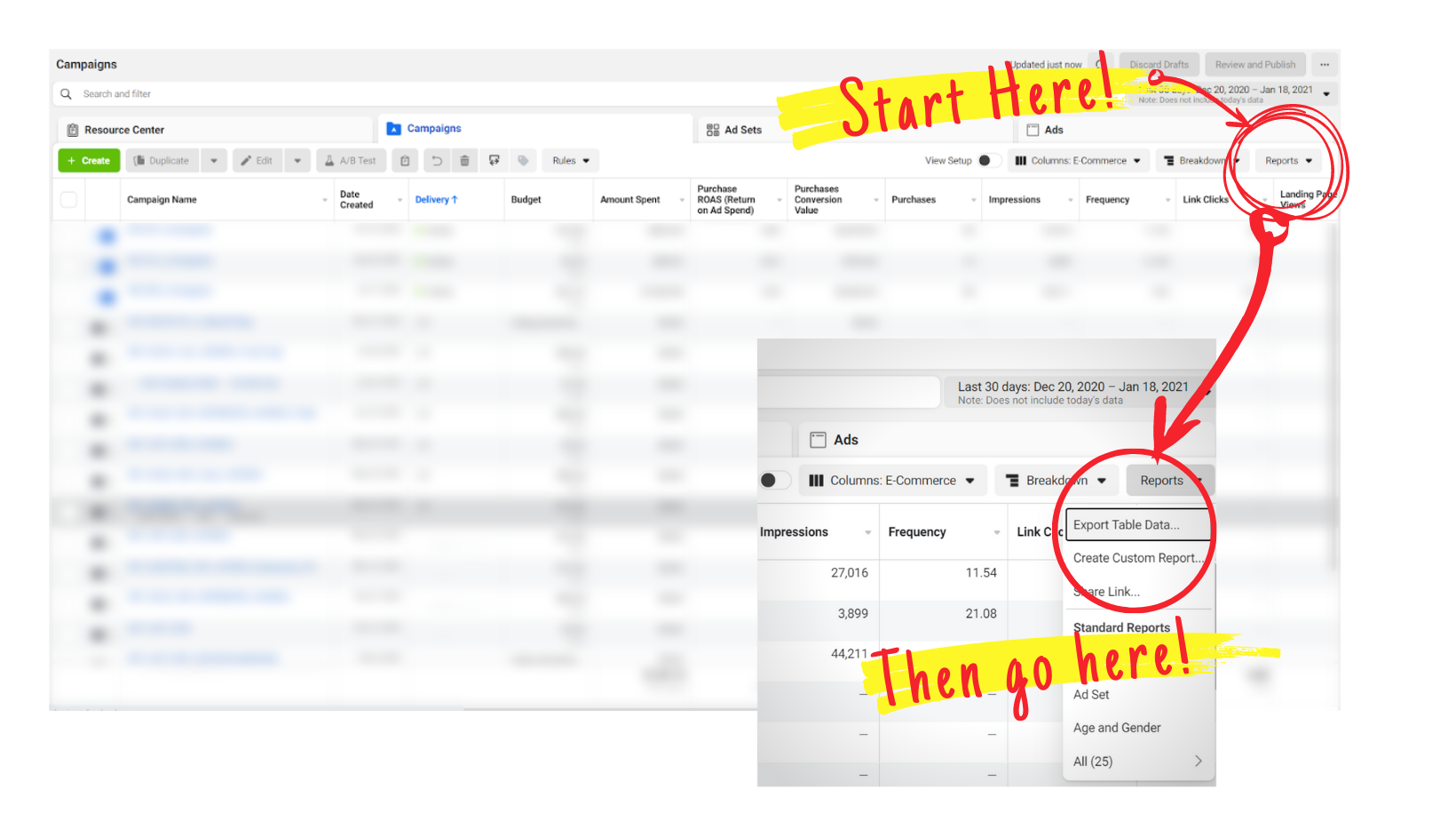 Facebook data export
