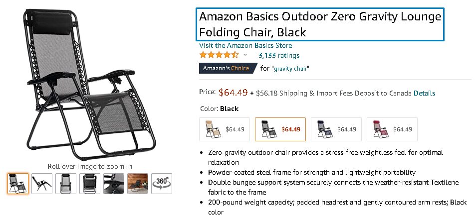 Amazon product titles