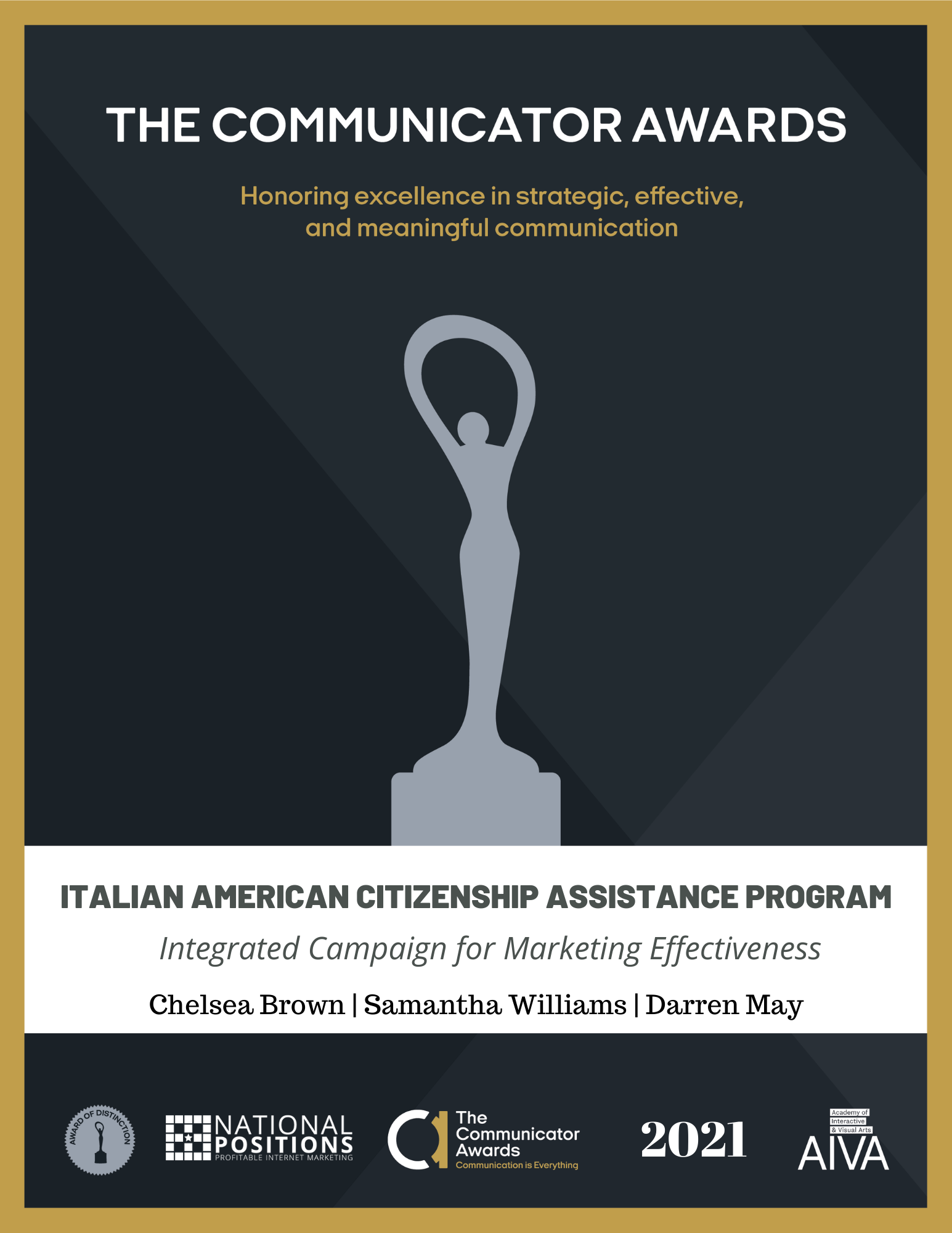 Communicator Awards Marketing Effectiveness 
