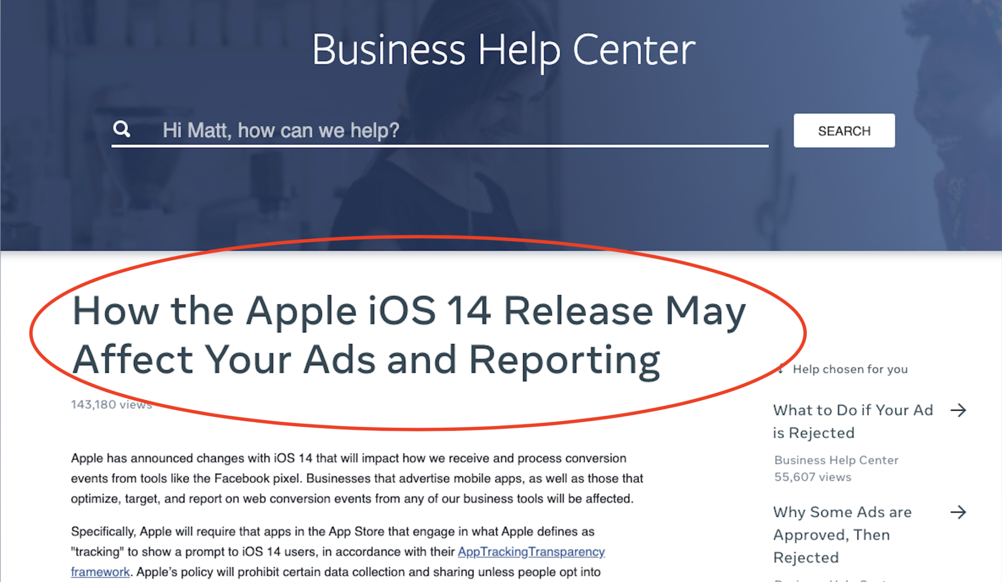 Facebook vs Apple IOS Update