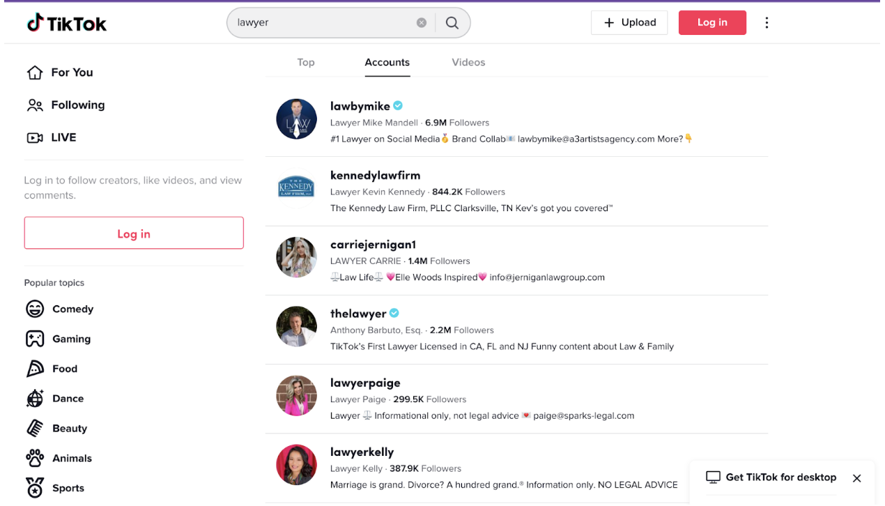 TikTok Search law