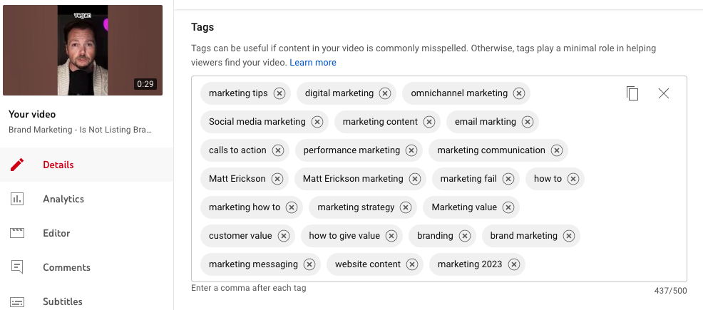 YouTube Shorts Tags