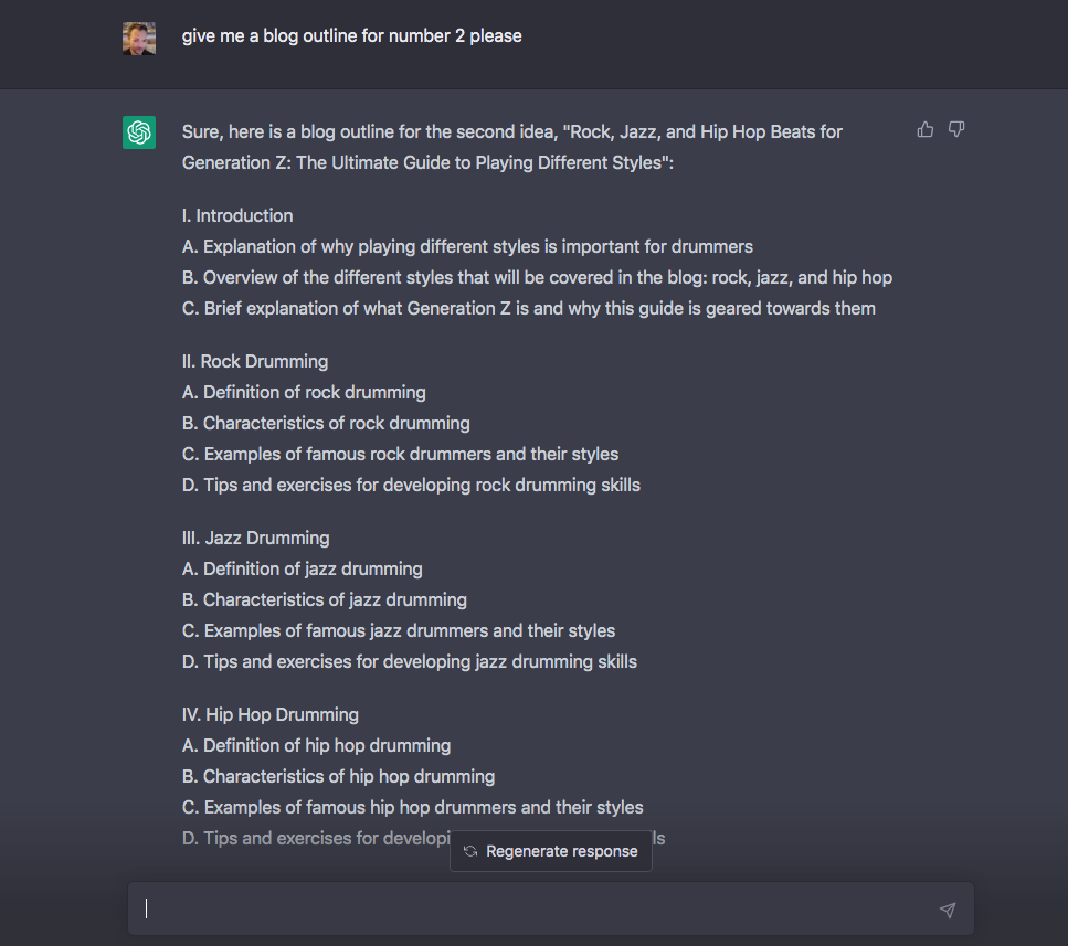 ChatGPT Blog outline