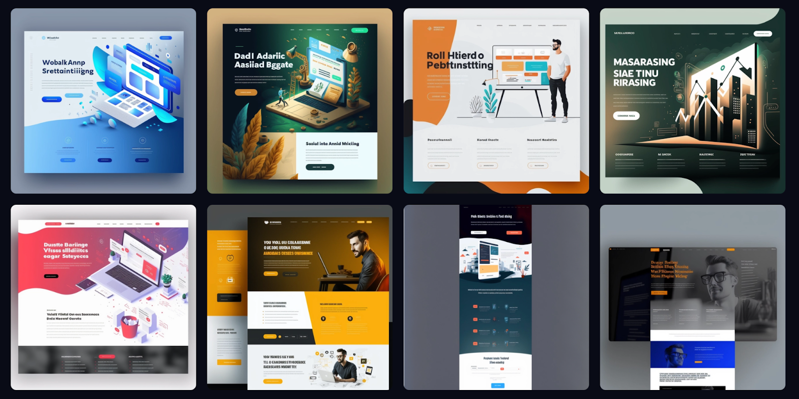 Midjourney v5 landing pages