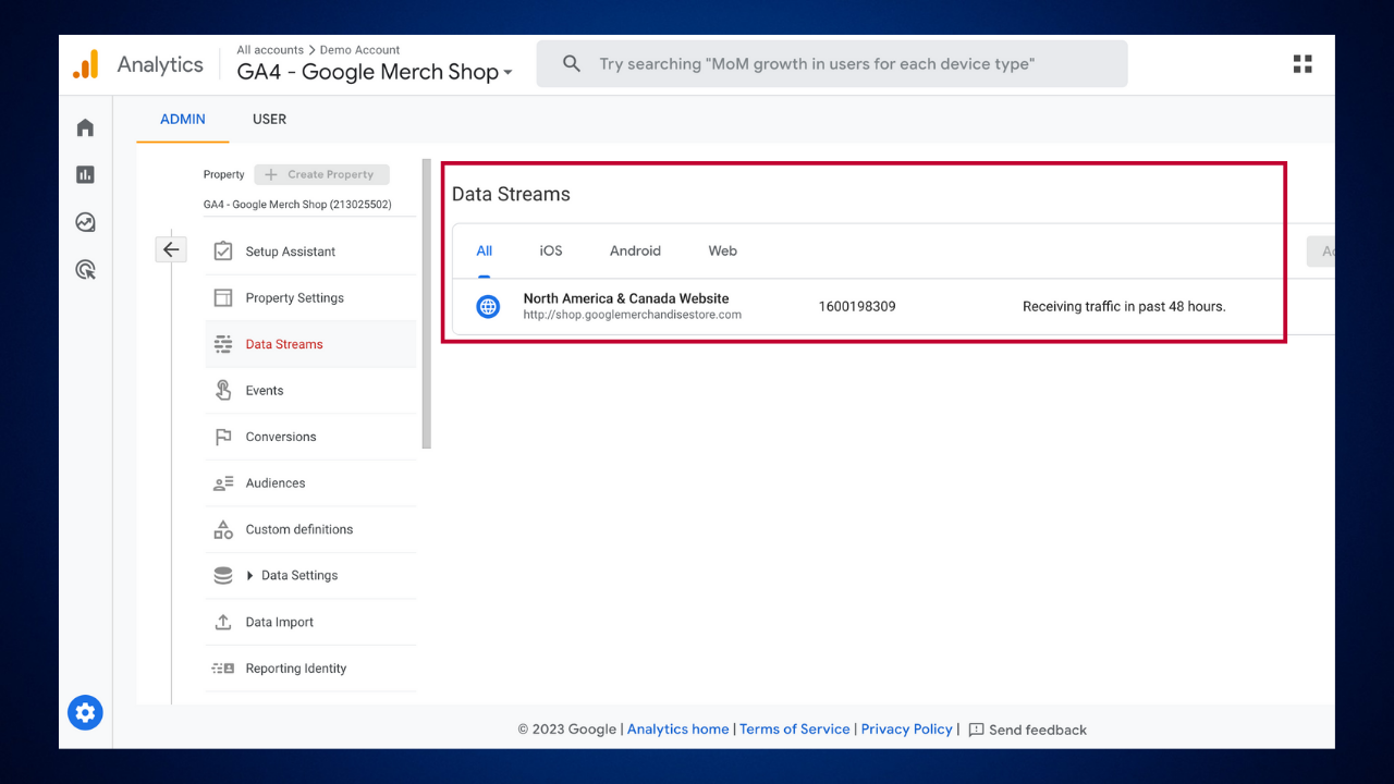 Google Analytics 4 data streams