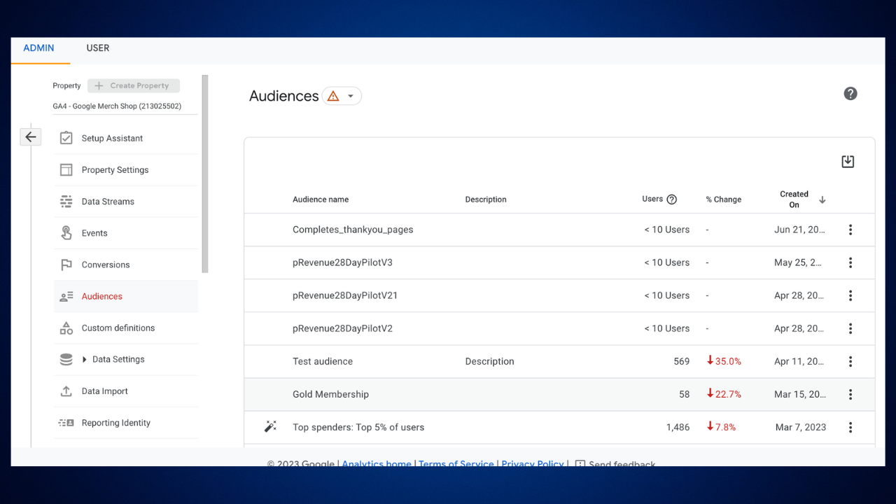 GA4 Audiances