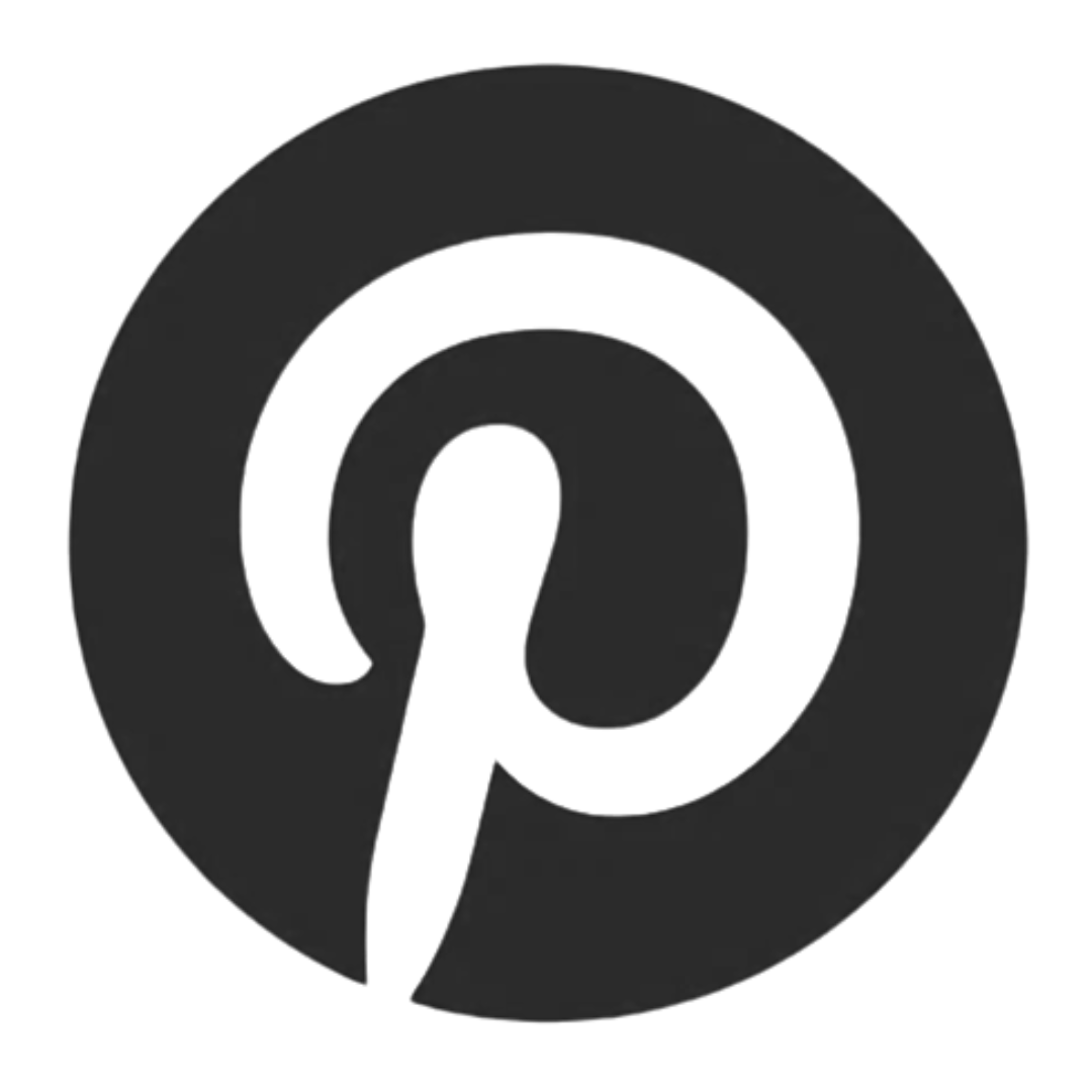Pinterest logo featuring a white lowercase "p" inside a dark circular background.