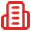Red mobile phone icon with vertical bars representing analytics or performance metrics.