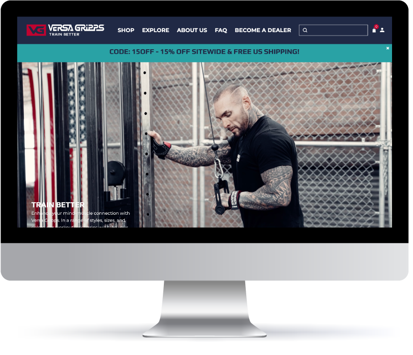 Tattooed man in black shirt adjusting resistance bands on a metal rack in an outdoor training facility.